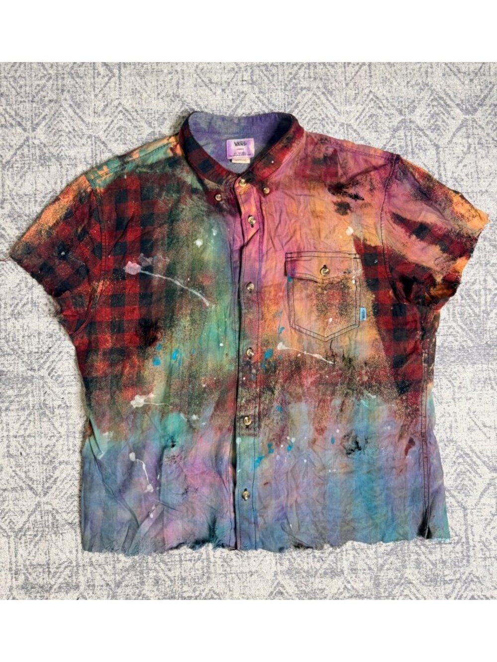 Vans x Dro Lab Custom 1/1 Reworked Dyed Distressed Hand Treated Flannel Shirt